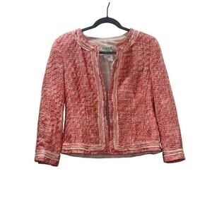 Louis Féraud Vintage Pink Tweed Blazer- Preppy Academia Designer Blazer- Size 10